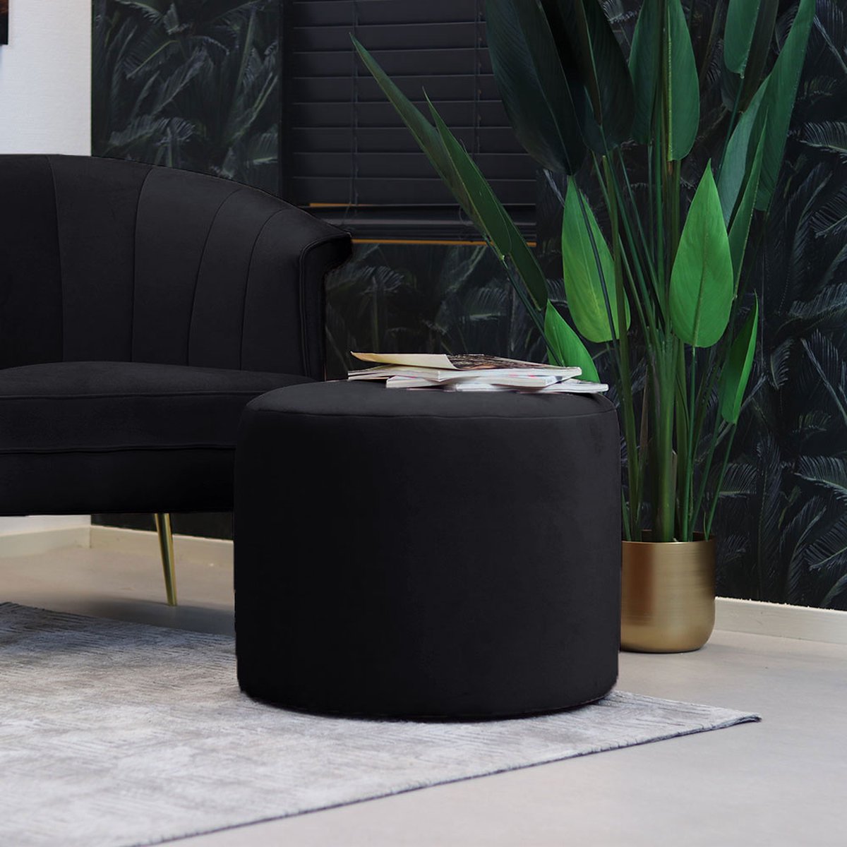 Bronx71® Velvet poef Anna zwart