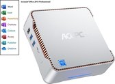 ACEPC - 4K HD - Mini Desk Computer - 6GB RAM - 128GB +128GB SSD Opslaggeheugen - Intel J4125 - Zilver - Windows 10 Pro - incl. Office Professional! (verloopt niet, geen abonnement)