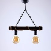 Industrial Living Hanglamp- Hanglamp Industrieel- Hanglampen Eetkamer-Touwlamp-Hout-2 Fitting