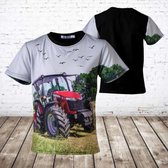 T-shirt met Case trekker H114 -s&C-134/140-t-shirts jongens