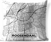 Sierkussen Buiten - Kaart - Roosendaal - Zwart - Wit - 60x60 cm - Weerbestendig