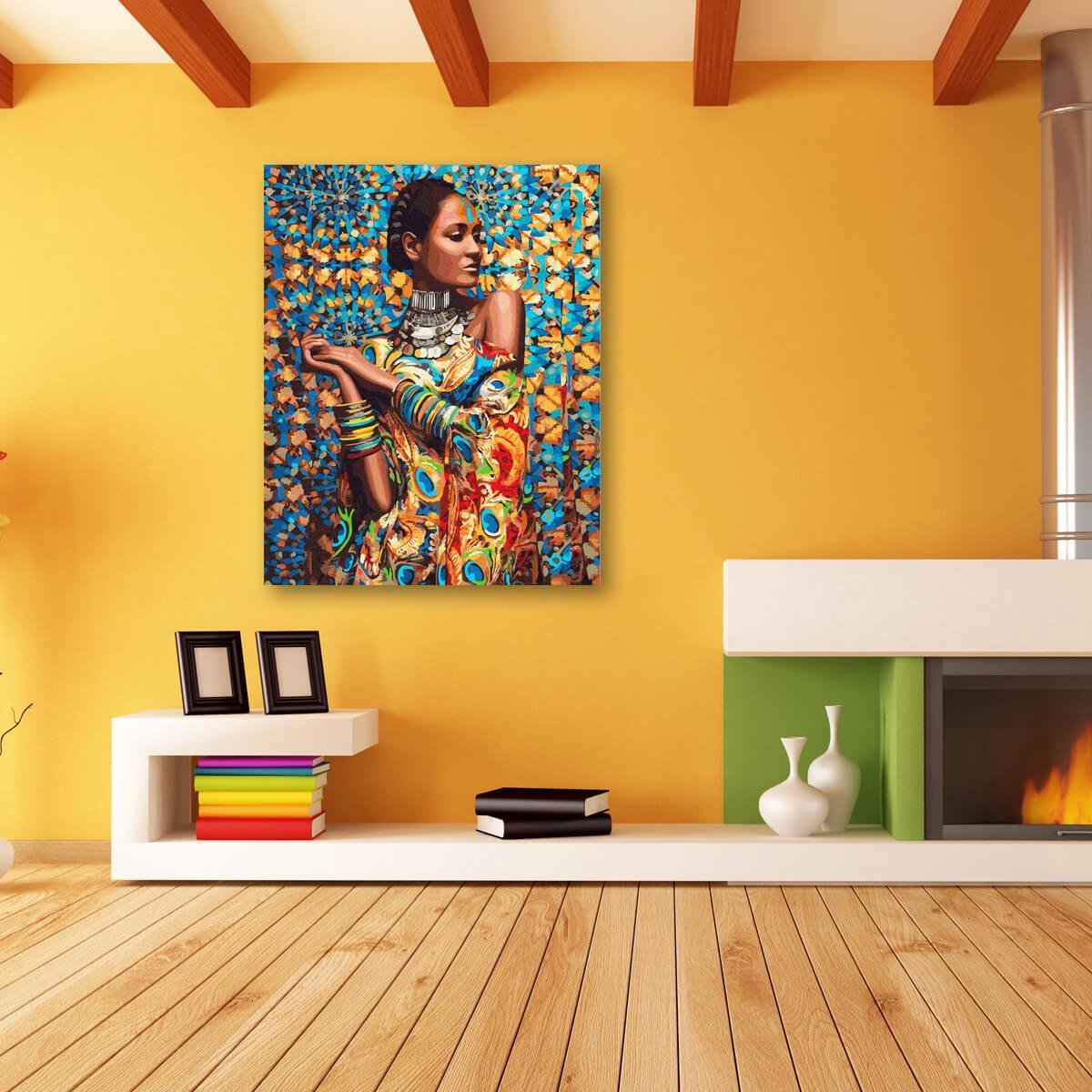 Schilderen Op Nummer Volwassenen DIY Paint By Number Compleet Hobby Pakket op Frame met Vernis - ®Arty Bee - Exotische Vrouw 40x50cm — afbeelding 3