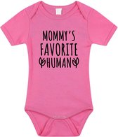 Mommys favourite human tekst baby rompertje roze meisjes - Kraamcadeau/ Moederdag - Babykleding 68 (4-6 maanden)