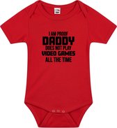 Proof daddy does not only play games tekst baby rompertje rood jongens en meisjes - Kraamcadeau - Babykleding 80 (9-12 maanden)