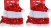 Set van 2x stuks kerstkleding voor honden kerstmuts met halsband - Kerst hondenkleding