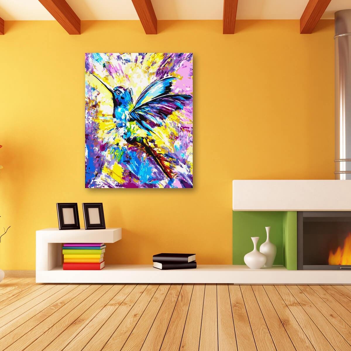 Schilderen Op Nummer Volwassenen DIY Paint By Number Compleet Hobby Pakket op Frame met Vernis - ®Arty Bee - Kolibrie 40x50cm — afbeelding 4