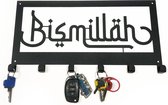 Moderne en Luxe Bismillah metalen Sleutelhouder in het zwart, metal wall art, Arabische design sleutelhouderof sleutelhanger muur, Bismillah,  muurkunst sleutelhouder, Islamitische