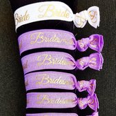 10-delige elastische armbanden set Bride wit en Bridesmaid lila 10-delig - armband - vrijgezellenfeest - trouwen rt