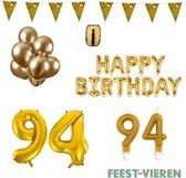 94 jaar Verjaardag Versiering Pakket Goud