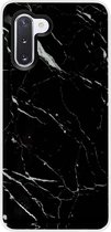 - ADEL Siliconen Back Cover Softcase Hoesje Geschikt voor Samsung Galaxy Note 10 - Marmer Zwart