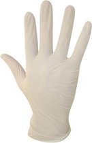 Latex wegwerphandschoenen wit poedervrij maat L doos 100 stuks