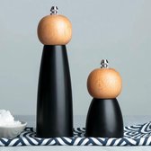 Zout- en pepermolenset - Zwart - Hout en keramiek - 22 en 13 cm - Peper- en zoutstel