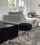 Lucy's Living Krukje velvet zwart/goud - metalen pootjes - Ø 33 X H 34 cm - poef - stoelen - zwart - wonen