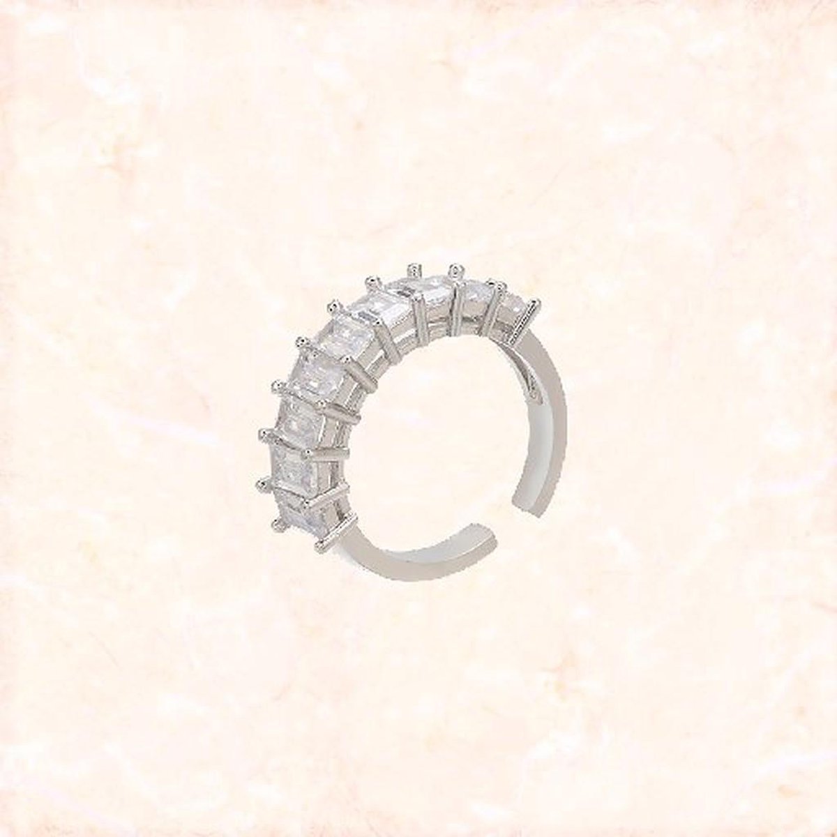 Jobo By JET - Zilveren Shine Ring - Verstelbaar - One size