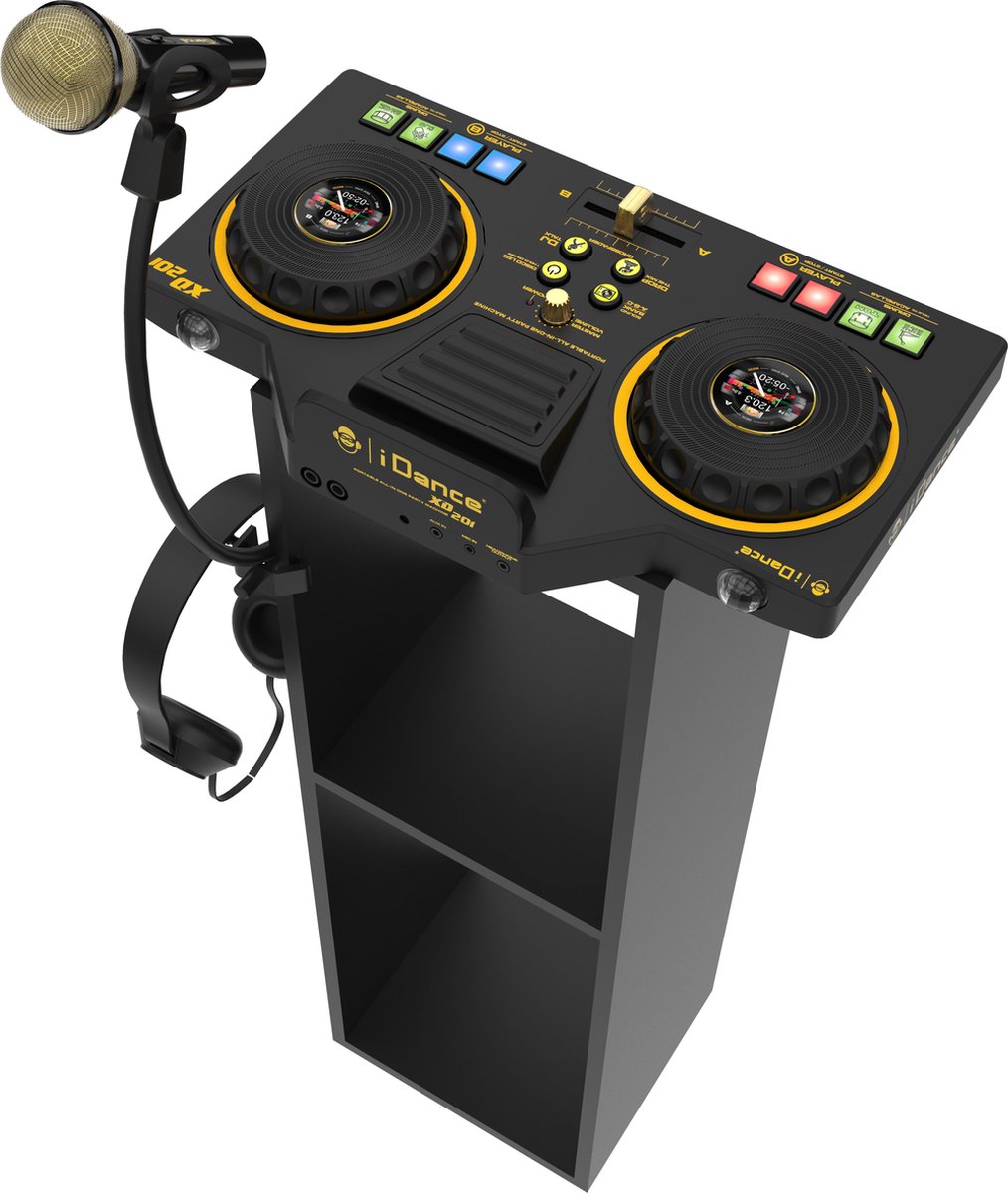 iDance STAGE-DEEJAY DJ Set - DJ Mengpaneel XD201 met Speaker - Karaoke Set - Voor Kinderen - Met Houten DJ Stand, Microfoon en Koptelefoon - iDance