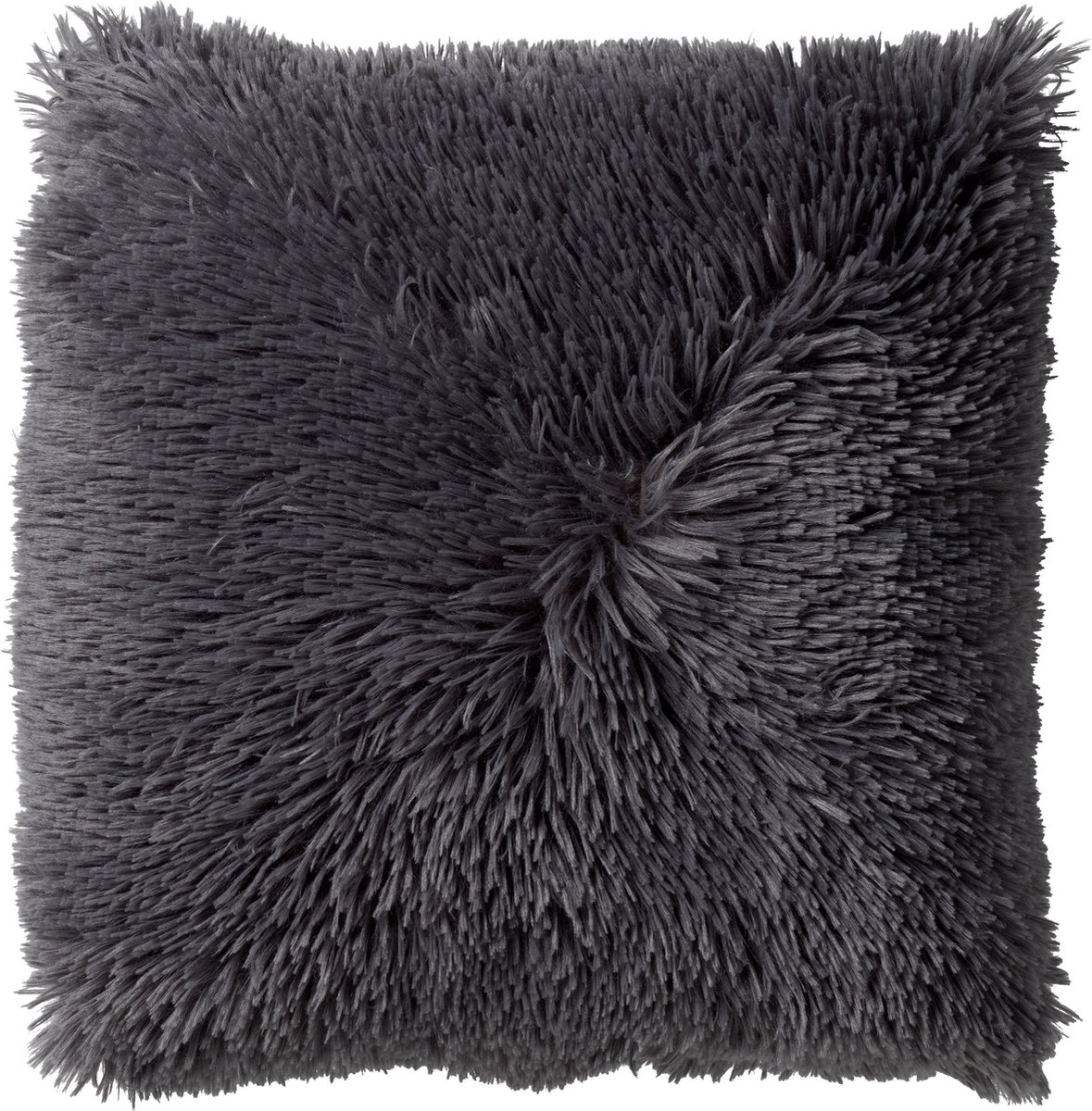 Dutch Decor FLUFFY - Sierkussen 45x45 cm - superzacht - effen kleur - Charcoal Gray - antraciet - Inclusief binnenkussen - Luxe kussens voor woonkamer & bank