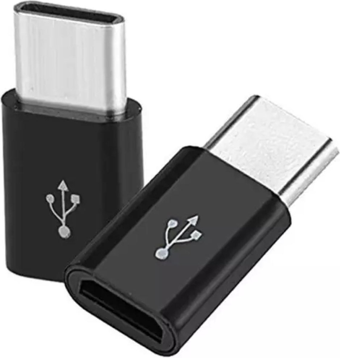 Micro USB naar USB C Zwart Micro USB verloop USB C Verloop Klein formaat