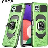 Voor Samsung Galaxy A22 5G 10 PCS Union Armor Magnetische PC + TPU Shockproof Case met 360 Graden Rotatie Ring Houder (Smaragdgroen)