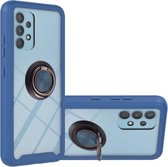 Voor Samsung Galaxy A32 4G EU-versie Sterrenhemel Effen kleurserie Schokbestendige pc + TPU-beschermhoes met ringhouder en magnetische functie (blauw)