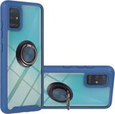 Voor Samsung Galaxy A51/A515 Sterrenhemel Effen Kleur Serie Schokbestendige PC + TPU Beschermhoes met Ring Houder & Magnetische Functie (Blauw)