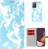 Voor Samsung Galaxy Note20 Ultra Cloud Fog Pattern Horizontal Flip Leather Case met houder & kaartsleuf & portemonnee (hemelsblauw)