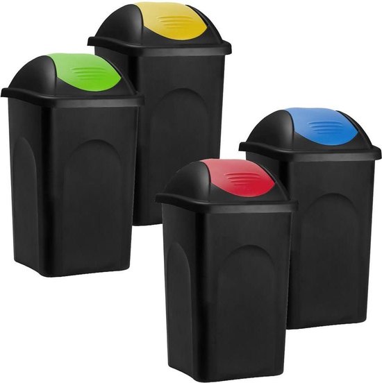 Qualihome Prullenbak 60L - 4-vaks Afvalbak Afvalscheiding - Afvalemmer - Duurzaam Afval Scheiden 4x 15 Liter Metaal Wit 25x72x98 Cm Lxbxh 66f41a0b80ef56af5d0b0eaa