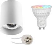Mi-Light MiBoxer - Opbouwspot Set GU10 - Smart LED - Wifi LED - Slimme LED - 4W - RGB+CCT - Aanpasbare Kleur - Dimbaar - Prima Luxina Pro - Opbouw Rond - Mat Wit - Verdiept - Kante