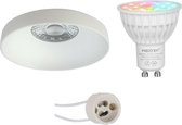 Mi-Light MiBoxer - LED Spot Set GU10 - Smart LED - Wifi LED - Slimme LED - 4W - RGB+CCT - Aanpasbare Kleur - Dimbaar - Pragmi Vrito Pro - Inbouw Rond - Mat Wit - Ø82mm - BES LED