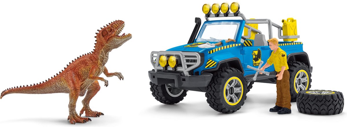 schleich® Figurine voiture tout-terrain avec avant-poste dinosaure 41464