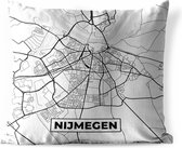 Buitenkussen - Kaart - Nijmegen - Zwart - Wit - 45x45 cm - Weerbestendig