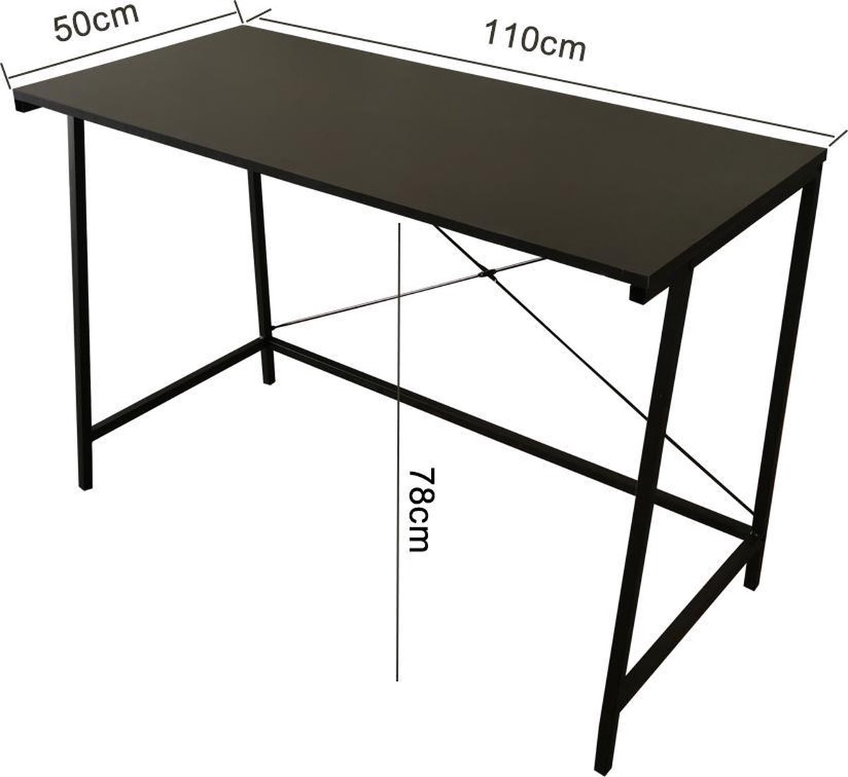 null Bureau Laptoptafel Industrieel Zwart - afbeelding 2