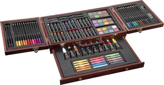 Luxe XL 174 Delige Houten Schilderskoffer Schilderskist Verfset Tekendoos Tekenkoffer Schilder Set Complete En Tekenset Aquarel Decopatent 2860896416