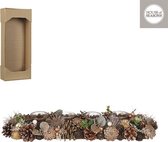 House of Seasons Kerststuk met Theelichthouder - L54 x B16,5 x H9 cm - Brons