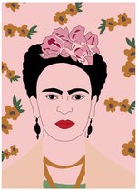 Notitieboek - A4 - Roze - Frida - Kahlo - FridaKahlo - Notebook - Schrijfboek - Dagboek - Lijntjes - Softcover - Elastiek - Werk - Studie - School