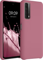 kwmobile telefoonhoesje geschikt voor Huawei P Smart (2021) - Hoesje met siliconen coating - Smartphone case in donkerroze
