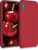 kwmobile telefoonhoesje voor Apple iPhone XS - Hoesje met siliconen coating - Smartphone case in klassiek rood