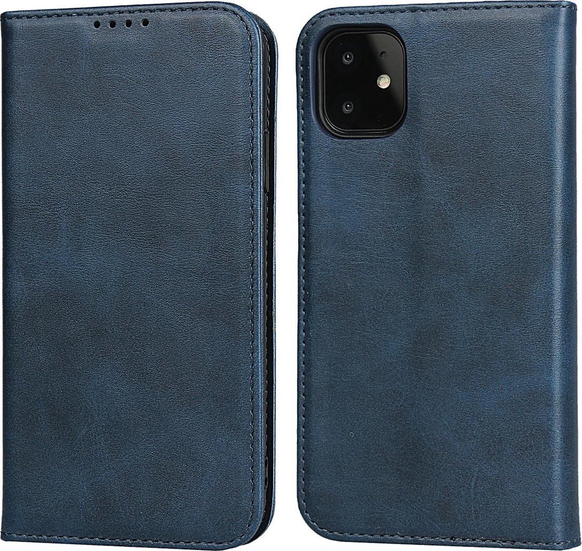 Bookcase Apple iPhone 12 | Hoogwaardig PU Leren Hoesje | Luxe Uitstraling | Telefoonhoesje | Portemonnee | Blauw