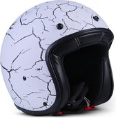 Rebel R10 Skull Jethelm Doodshoofd scooterhelm, Wit Zwart, XXL, hoofdomtrek 63-64cm