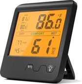 BOTC Weerstations - Digitale Hygrometer - Thermometer voor binnen - Luchtvochtigheidsmeter - Zwart