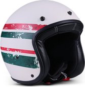 Rebel R10 Stripes Jethelm scooterhelm, Rood Wit , XXL, hoofdomtrek 63-64cm