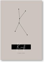 MOODZ design | Sterrenbeeldposter Kreeft | A3 formaat | warm grijs | naturel