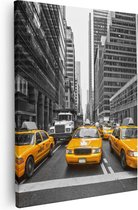 Artaza Canvas Schilderij New York Gele Taxi's - Zwart Wit - 40x50 - Foto Op Canvas - Canvas Print