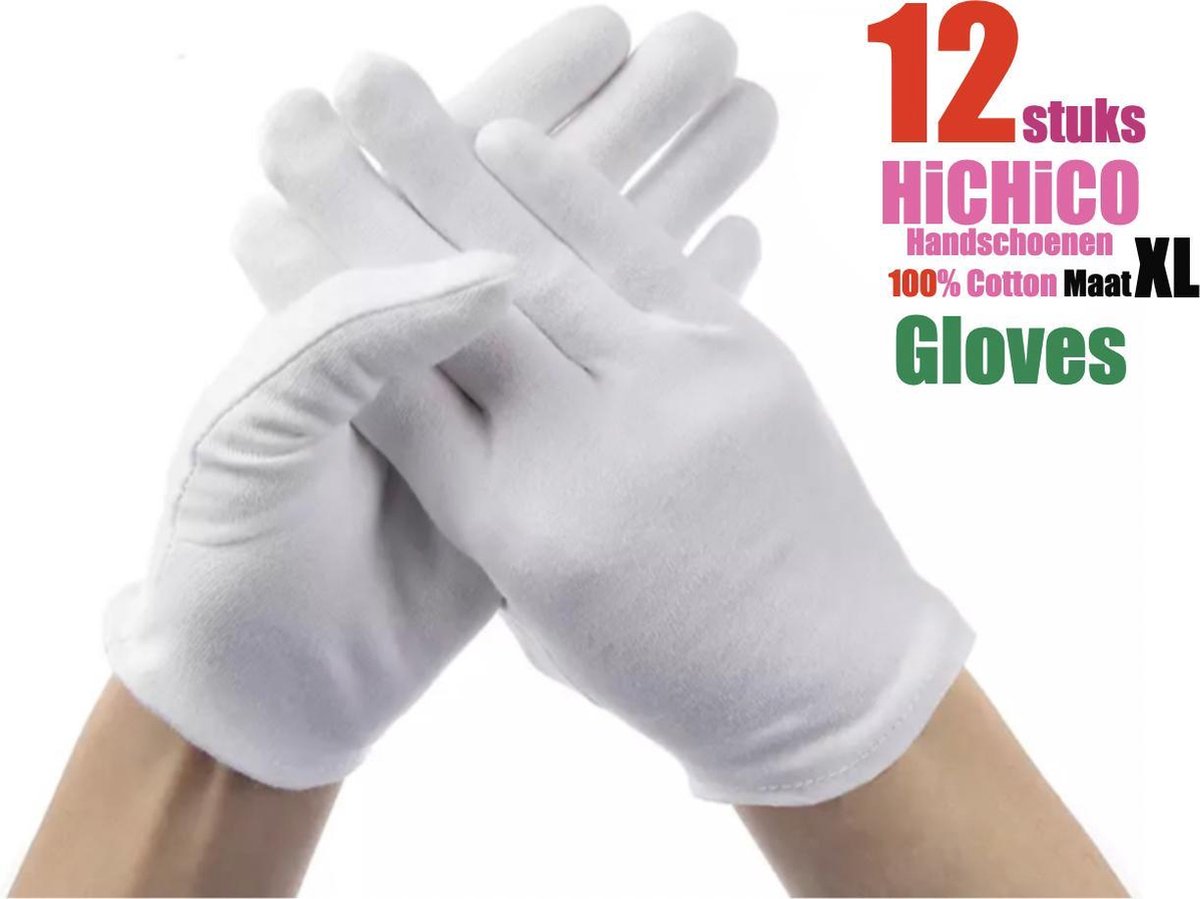 12 Stuks Witte katoenen Handschoen Maat XL, 6 Paar Witte katoenen Handschoen – 12PCS White Gloves 6 Pairs Soft Cotton Gloves Coin Jewelry Silver Inspection Gloves Stretchable Lining Glove - Handschoenen - Gloves 100% Cotton Size XL