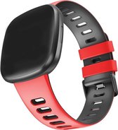 Q-DESYN Fitbit Versa 3 - Fitbit Sense Sport bandje - Rood/Zwart - Siliconen - L