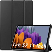 Tablethoes Geschikt voor: Samsung Galaxy Tab S7 & Tab S8 - 11 inch - Ultraslanke Hoesje Tri-Fold Cover Case - Zwart