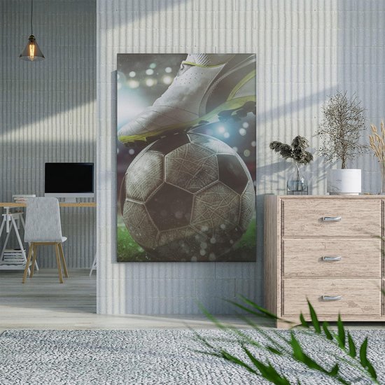 Artaza - Peinture sur toile - Coup d'envoi du Voetbal avec le ballon dans le stade - 60 x 90 - Photo sur toile - Impression sur toile