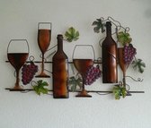 3D Metalen wanddecoratie - muurdecoratie - Vasa di vino tinto - Decoratie woonkamer - Horeca wanddecoratie -  103 X 60 CM