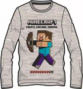 Minecraft T-shirt Lange mouw - Mele grijs -  Maat 134 cm / 9 jaar