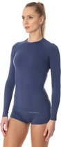 Brubeck | Dames Thermo Active Ondershirt met Merino Wol - Naadloos - Lange Mouw - Jeansblauw L