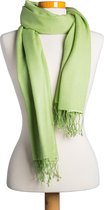 Cashmere/ Zijde Pashmina Sjaal Limoen Groen - Sjaals - 55% cashmere en 45% zijde - handgeweven in Nepal